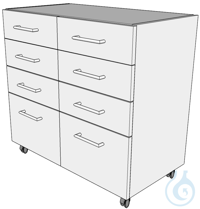 Rollcontainer RC-VK 1070x820 (BxH) Abmessung: 1070x500x820 mm (LxTxH)  mit 2x4 Vollauszügen inkl....